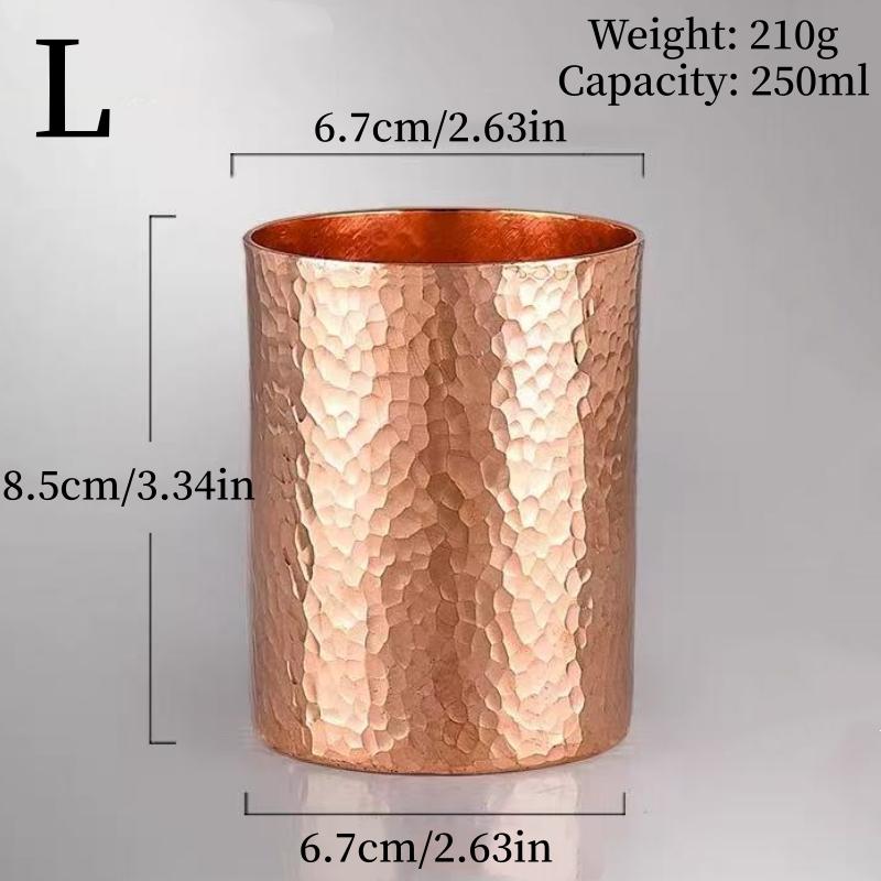 Multiple Sizes Vintage Pure Copper Breakfast Coffee Cup,Outdoor Water Mug,Handcrafted Hammer Texture Home Tea Cup Tableware