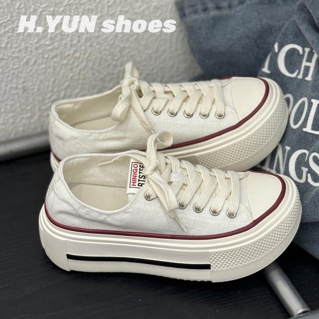 Thin Canvas Shoes Women's 2025 Summer New Irregular Soles Round Head Lace-up Non-slip Thick-soled Casual Board Shoes Women