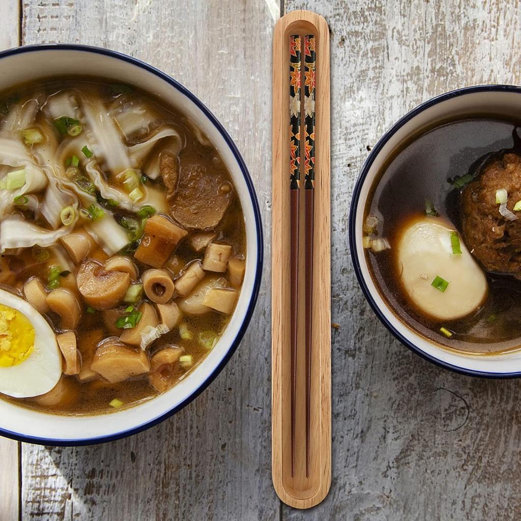 Chopsticks Case Holder for Travel Portable Chopstick Box Reusable Wood Chopsticks Carrying Case Flatware Cutlery Case for Camping Bento Containers