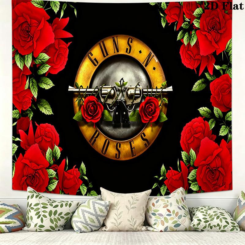 guns n roses Wall Tapestry Aesthetic Wall Hanging Printed Fabric Blanket Decorative Tapestries for Bedroom Living Room Home Decor