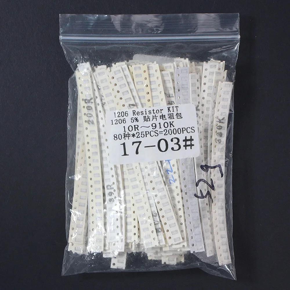 800/2000/4000PCS Resistance 5% 0402 0603 0805 1206 2010 SMD Resistor Sample Assorted Kit SMD Chip Resistor 10R ohm-910K ohm