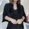 Winter Warm Faux Fur Collar Knitted Tassel Plush Wraps Scarf Womens Knitting Shawl