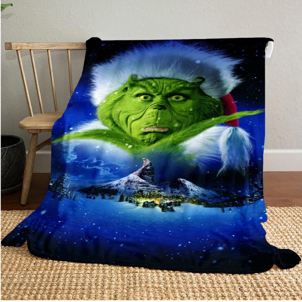 Grinch Christmas Story Plush Blanket Soft Comfortable All Seasons blanket Sofa Office Naps blanket Outdoor Travel throw Perfect Gift