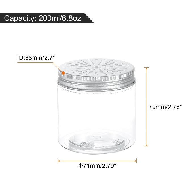 

HARFINGTON 8 Pcs Aluminium Tins with Hollow Lids 6.8oz/200ml Empty Scent Beads Storage Container Round Refillable Spice Plastic Jars Sample for Air