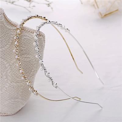 Accessories Ladies Women Wedding Party Pearl Wave Headband Crystal Rhinestone Haiband Hair Hoop