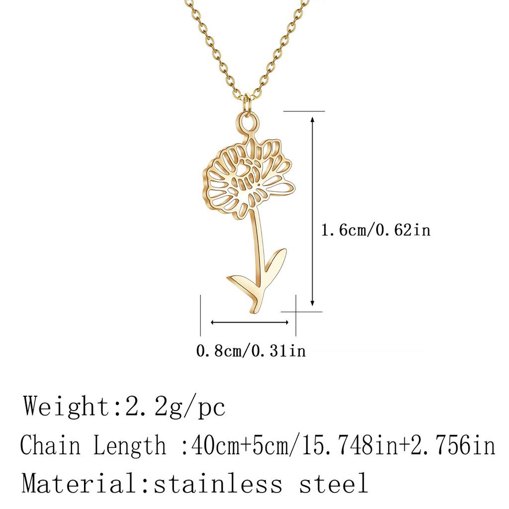 Kinitial Stainless Steel 12 Month Birth Flower Necklace For Women Aesthetic Necklace Birthday Gifts Kpop Jewelry Gift