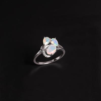 October Birthstone Mysterious Beautiful Natural Multi-colored Opal Ring S925 Silver Elegant Exquisite Gift for Women and Girls