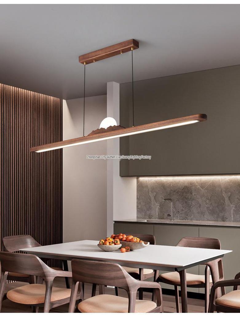 Zen Designer Tea Room Chandelier with Black Walnut and Copper