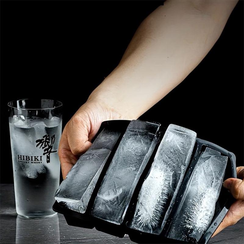 Strip-shap Ice Cube Trays Giant Silicone Ice Cubes Square Tray Mold Non-toxic Durable Wine Ice Cube Easy-Release Ice Cube Molds
