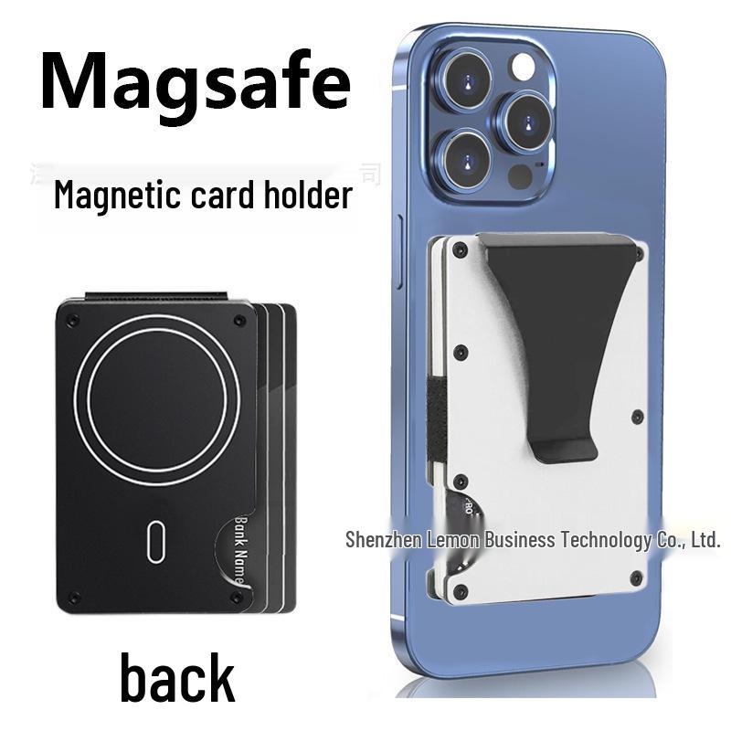 

Металлический кошелек с RFID-защитой от кражи, совместимый с Apple MagSafe, с прочным магнитным держателем для карт
