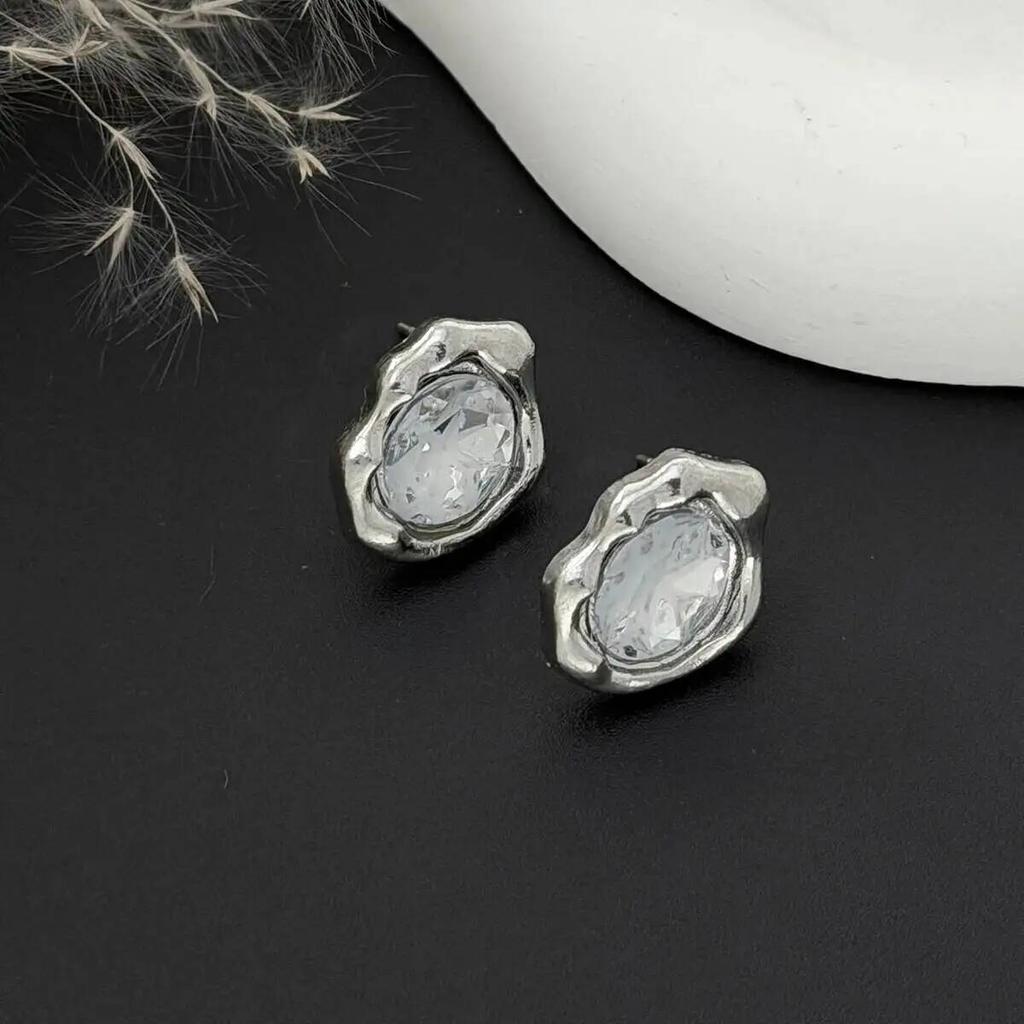SHIXIN Exquisite Elegant Irregular Glass Rhinestone Stud Earrings Women Vintage Geometric Piercing Earring Wedding Jewelry Gifts