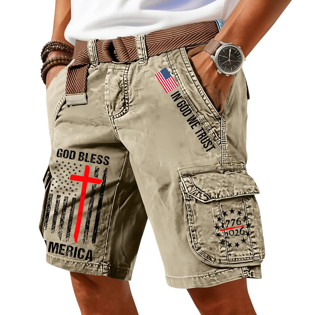 Pantaloncini Cargo Casual Stampati da Uomo per l'Estate con Tasche Multiple