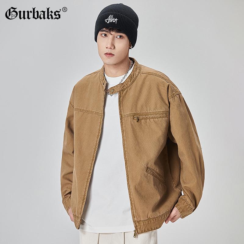 

GURBAKS Ретро Джинсовая Куртка с Эффектом Потертости - Мужская Свободная Повседневная Тренд XXL