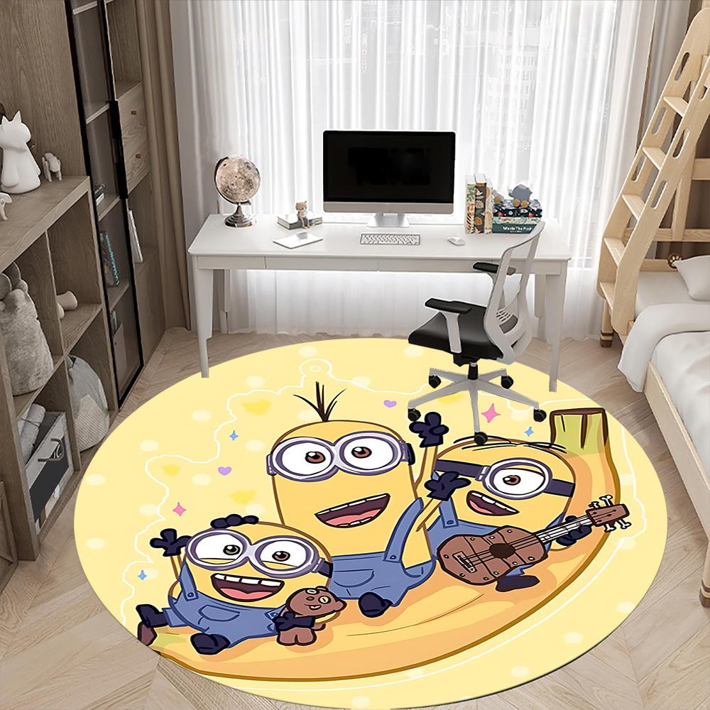 1PC Minions Music Office Round Area Rug, Indoor Mat Suitable For Office, Under Office Chairs Bedroom Living Room Home Decor DT1212011