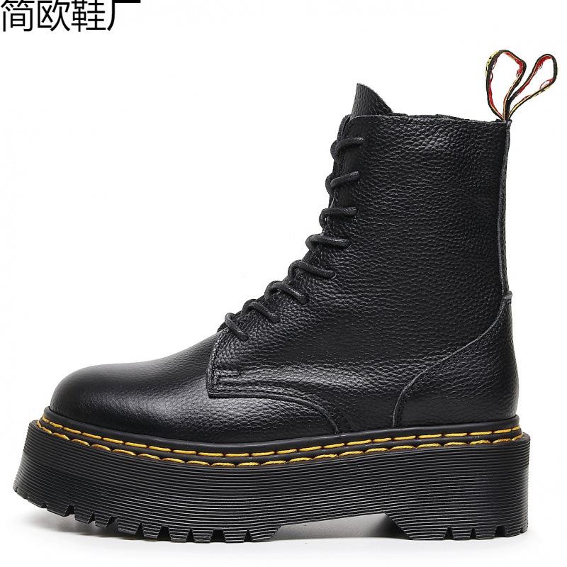 Litchi pattern thick bottom hole locomotive boots side zipper British women s short boots muffin bottom 47 14990₽