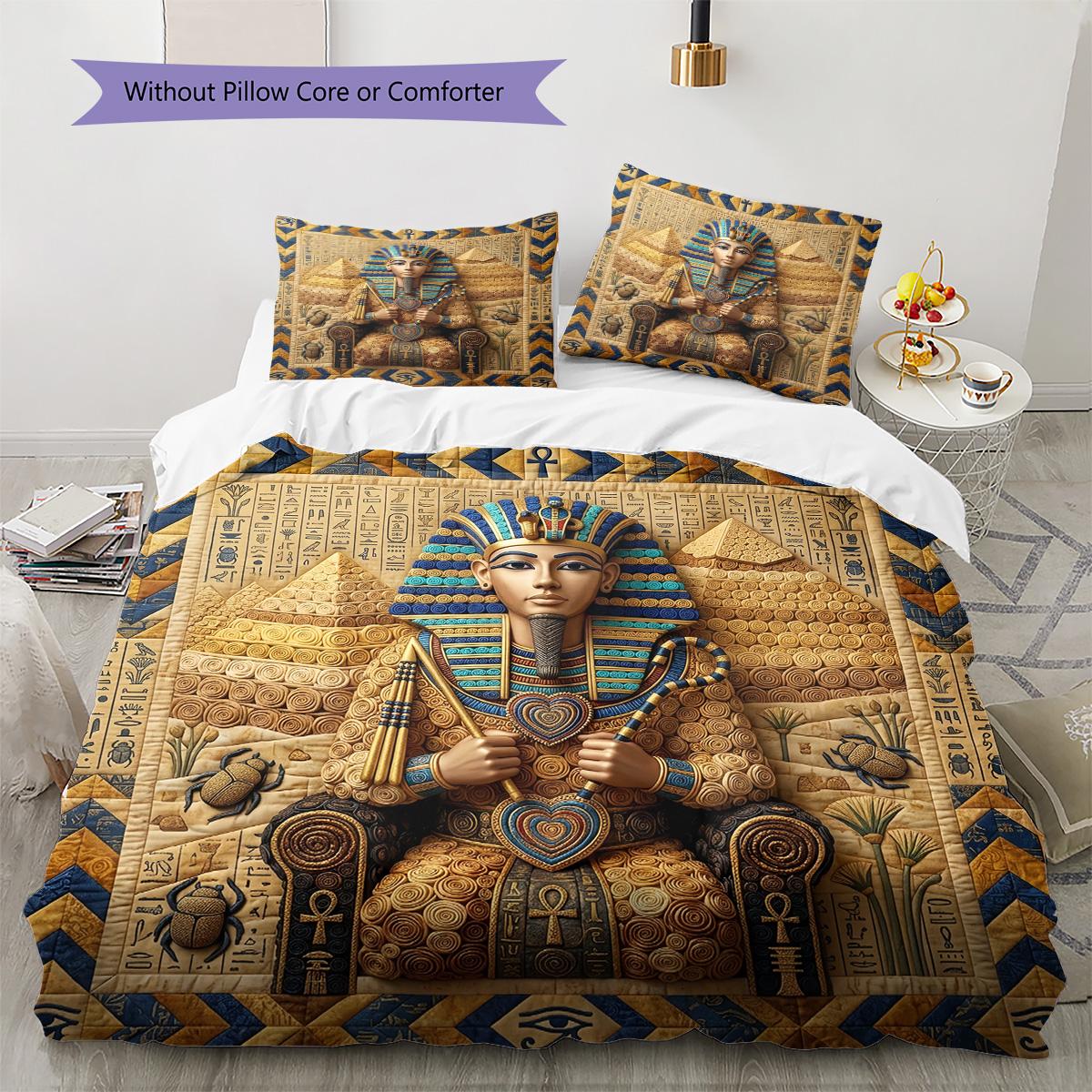 

Egpyt Liberty Statue Patchwork Pattern Bedding Set Quilt Cover Pillowcase Home Decor Gift (1 * duvet cover + 2 * pillowcase, without core) 135x200cm