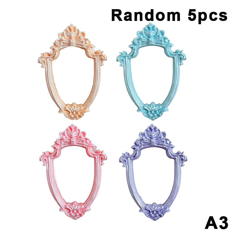 5Pcs Pearlescent Colored Retro Mini Photo Frame Accessories Resin Material For Mini Diy Photo Frame Phone Case Refrigerator Dec