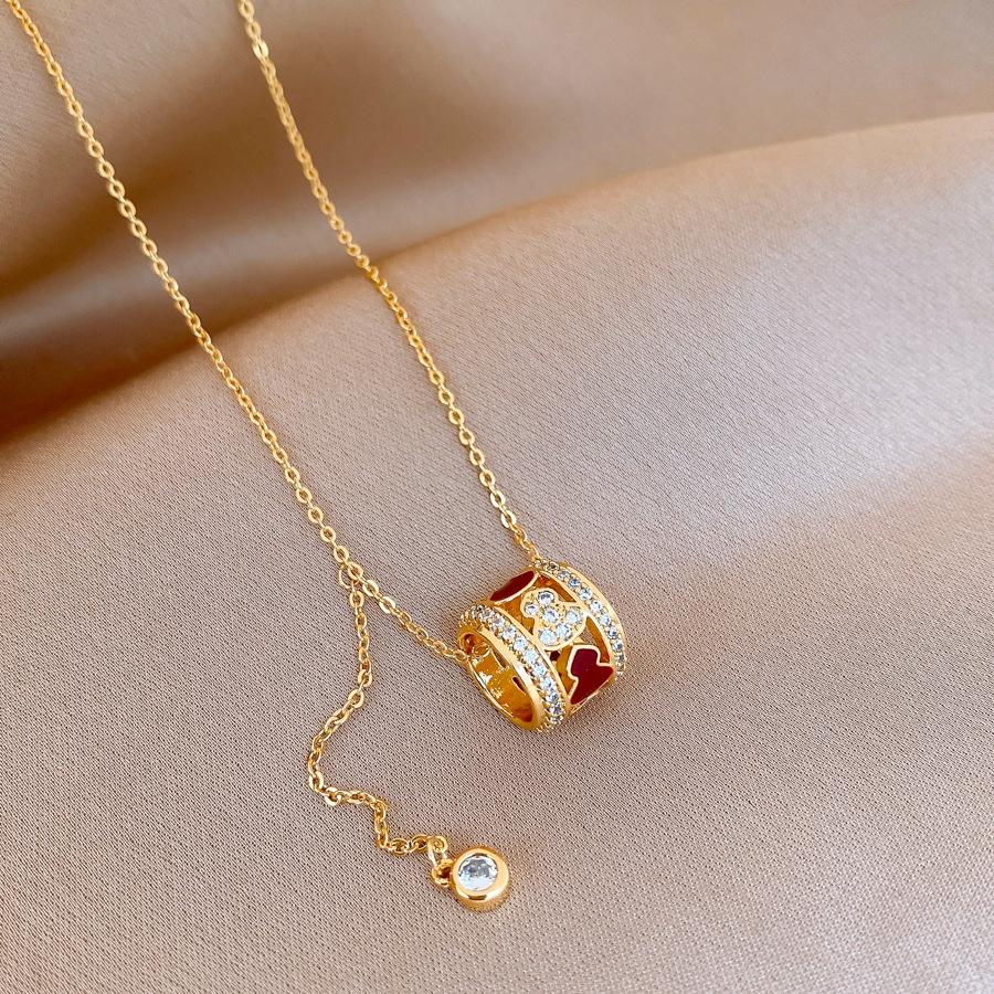 18K настоящее золото гальваническое покрытие капающее масло циркон тыква кольцо полый ожерелье цепочка на ключицу изысканное ожерелье для женщин