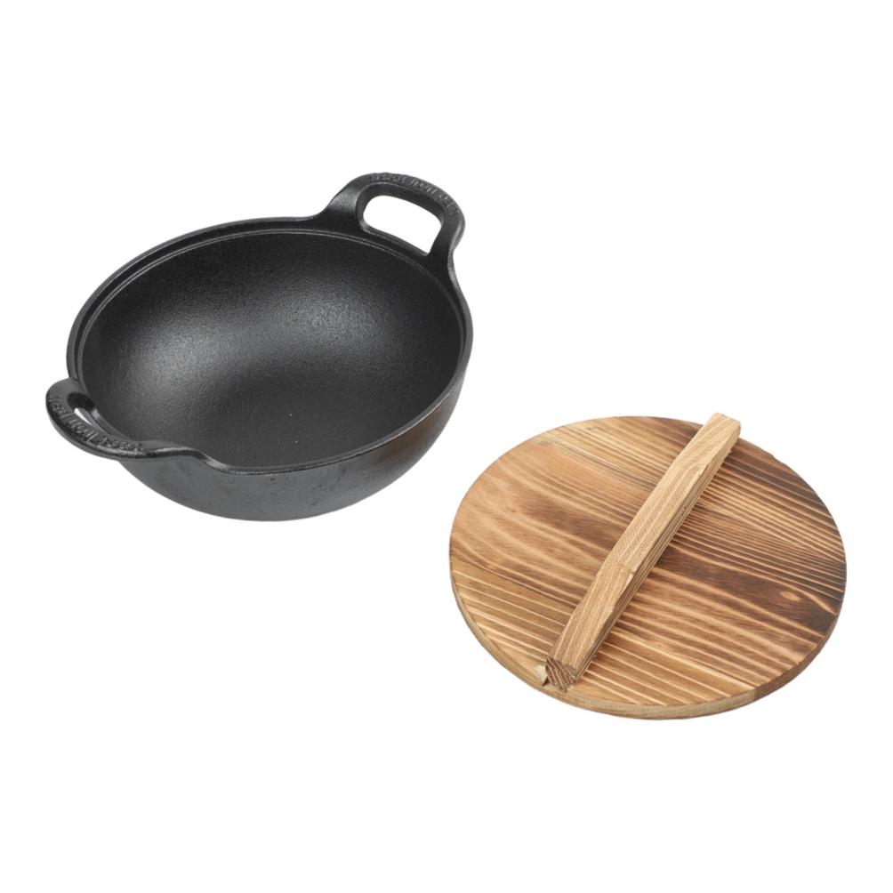 Cast Iron Wok Flat Bottom Frying Pan Non-stick Pot Easy Maintenance