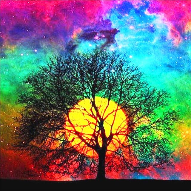 50X50CM 5D Diamond Painting Landscape DIY Full Diamond Moon Tree Embroidery Kit Mosaic Home Decoration