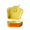 Cute bread-shaped ceramic sauce dish, cartoon smiley face condiment dish, creative kitchen dipping dish and snack dish tableware set.