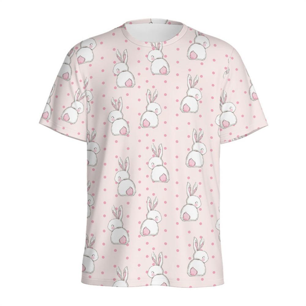 Cartoon Rabbit Graphic T-shirt For Men Women Fashion 3D Printed Animal T Shirts Summer Round Neck Tees Loose Short Sleeves