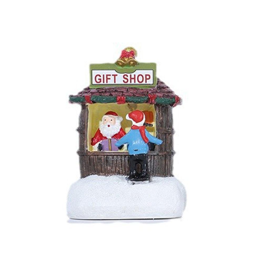 Santa House Miniatures Resin Christmas Microlandscape Ornament Christmas Small House Lamp  Kid Gift