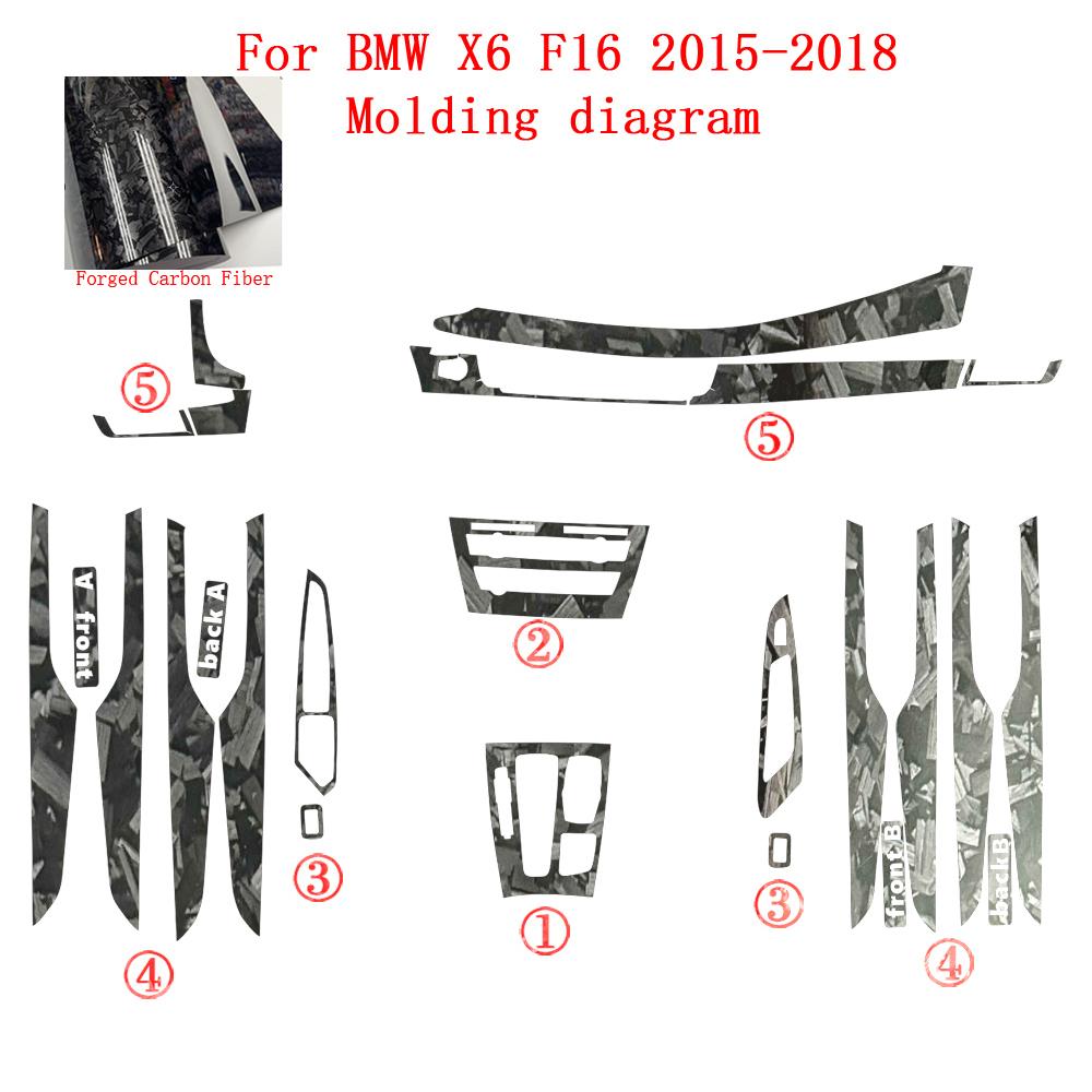 Car-Styling Carbon Fiber Car Interior Center Console Color Change Molding Sticker Decals For BMW X6 F16 2015-2018