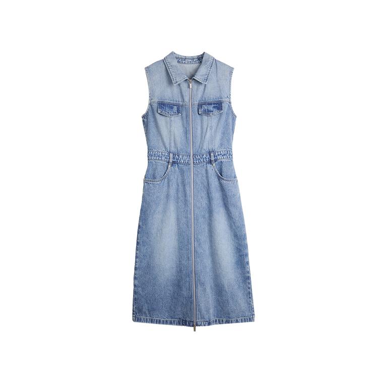 ELLE Modern Cotton Polo Neck Solid Color Sleeveless Dress Women dresses Blue EL51207