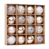 16-Piece Champagne Gold & White Christmas Ornament Set - Tree & Home Décor