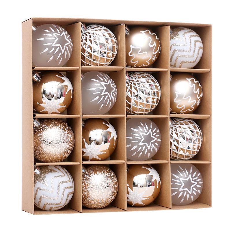 16-Piece Champagne Gold & White Christmas Ornament Set - Tree & Home Décor