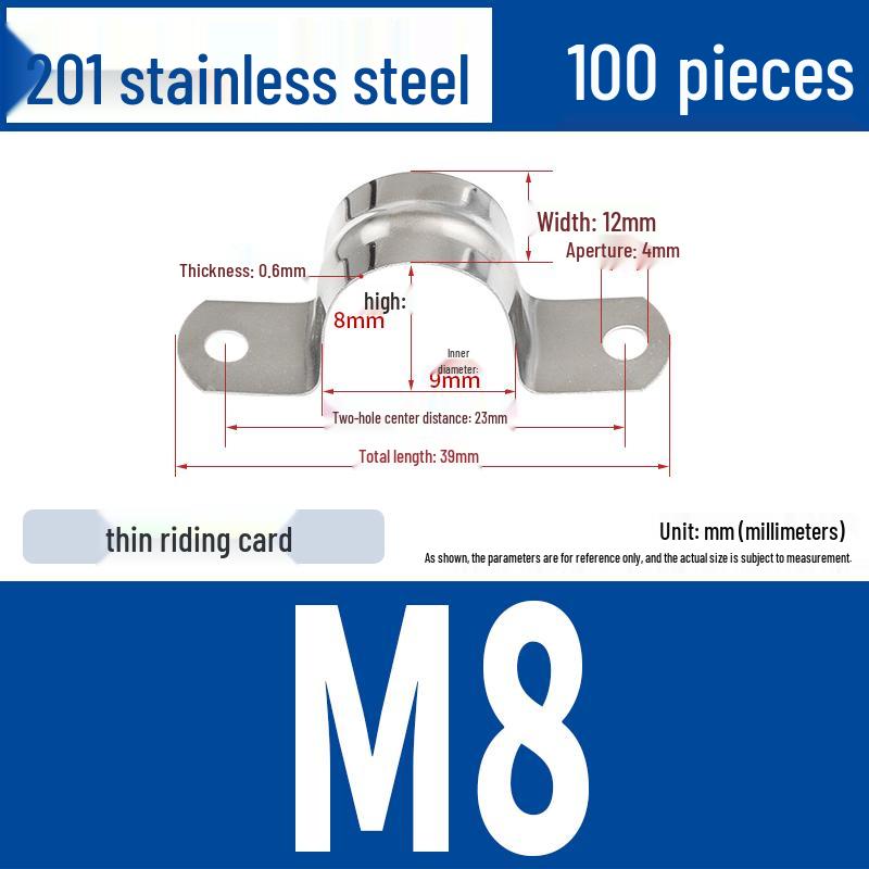 304 Stainless Steel U-Bolt Pipe Clamp Bracket - Pipe & Hose Clip Snap-on Hoop