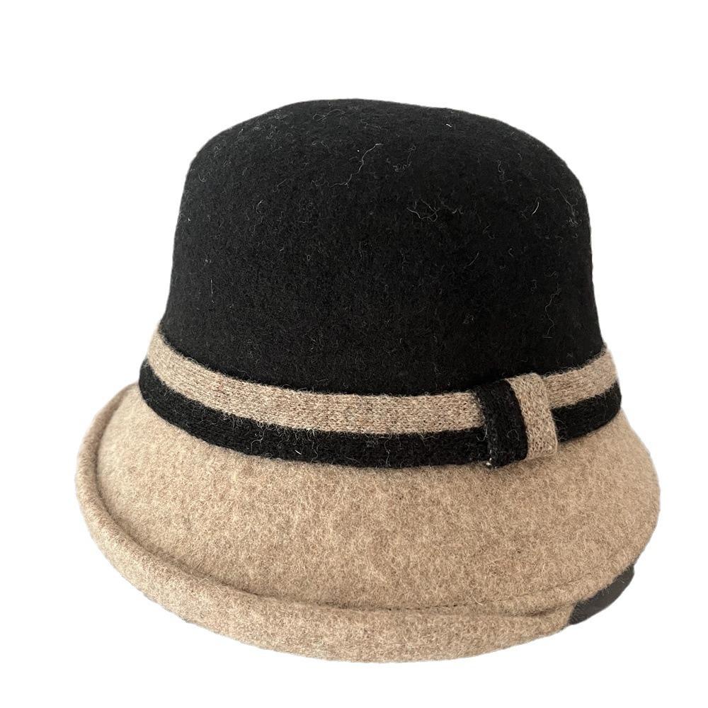 Wool hat women's autumn and winter elegant top hat small edge versatile face small high-end warm casual bucket hat