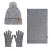 Autumn and winter wool hat scarf gloves three-piece warm double-layer fleece knitted women's knitted hat