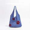 Summer Large Capacity Knit Women Shoulder Bags Flower Hollow Design Ladies Shopping Handbags Simple Casual Girls Vest Bag Tote