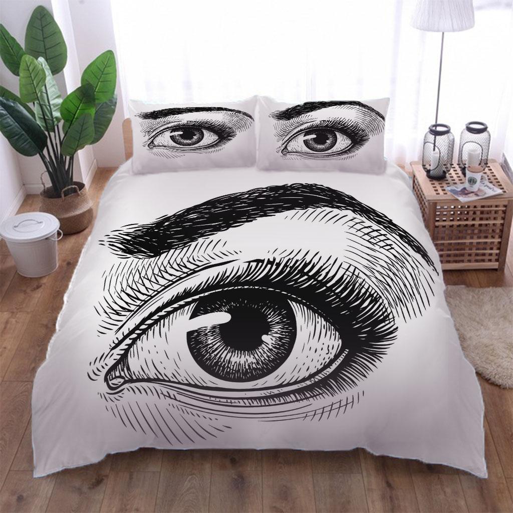 Quilt Sets 3D Eyes Cartoon Print 3Pcs Duvet Cover, Comforter Cover Kids Quilt Cover Full Twin Size Children Bedroom Decoration