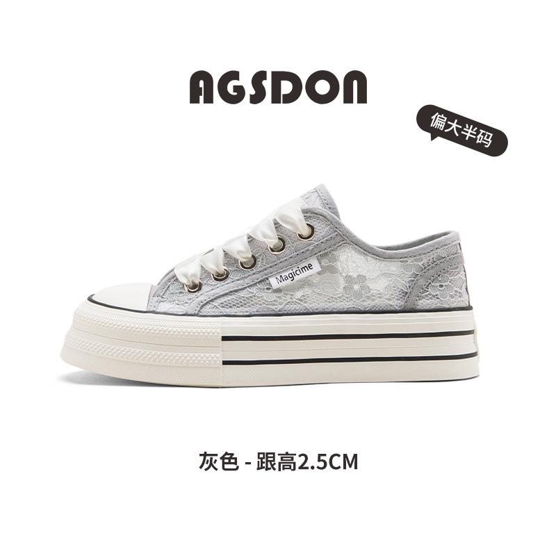 

Augustine lace mesh canvas shoes women s summer 2025 new platform white shoes casual sports shoes 40