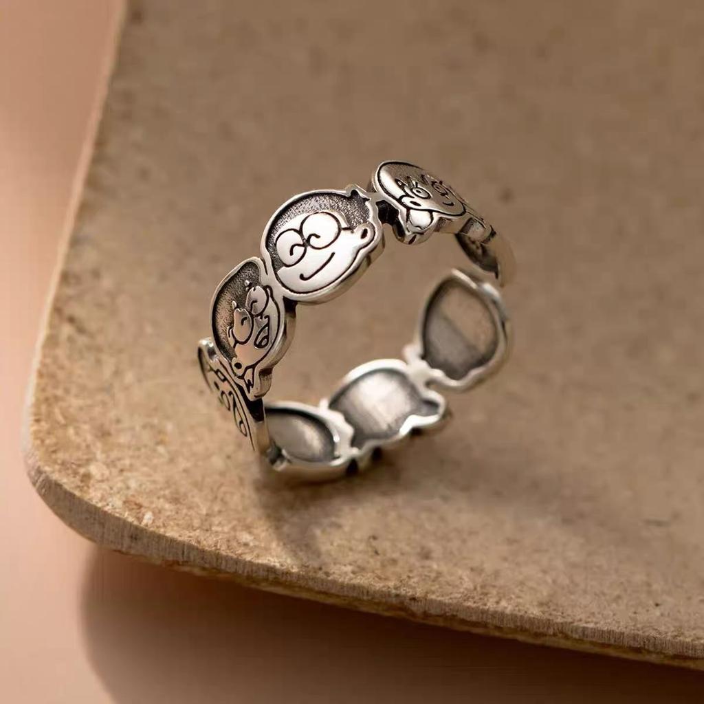 Doraemon ανοιχτό δαχτυλίδι φωτισμού πολυτελές δαχτυλίδι δείκτη με σχέδιο niche χαριτωμένο δαχτυλίδι κινουμένων σχεδίων ρυθμιζόμενο