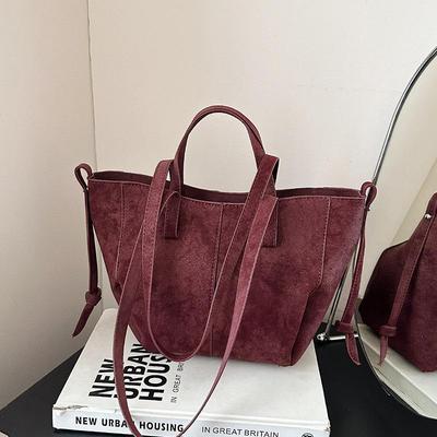 Neue Damen PU Leder Umhängetaschen Retro Tragetasche Herbst Winter Wildleder Große Kapazität Schultertasche Vielseitige Pendeltasche