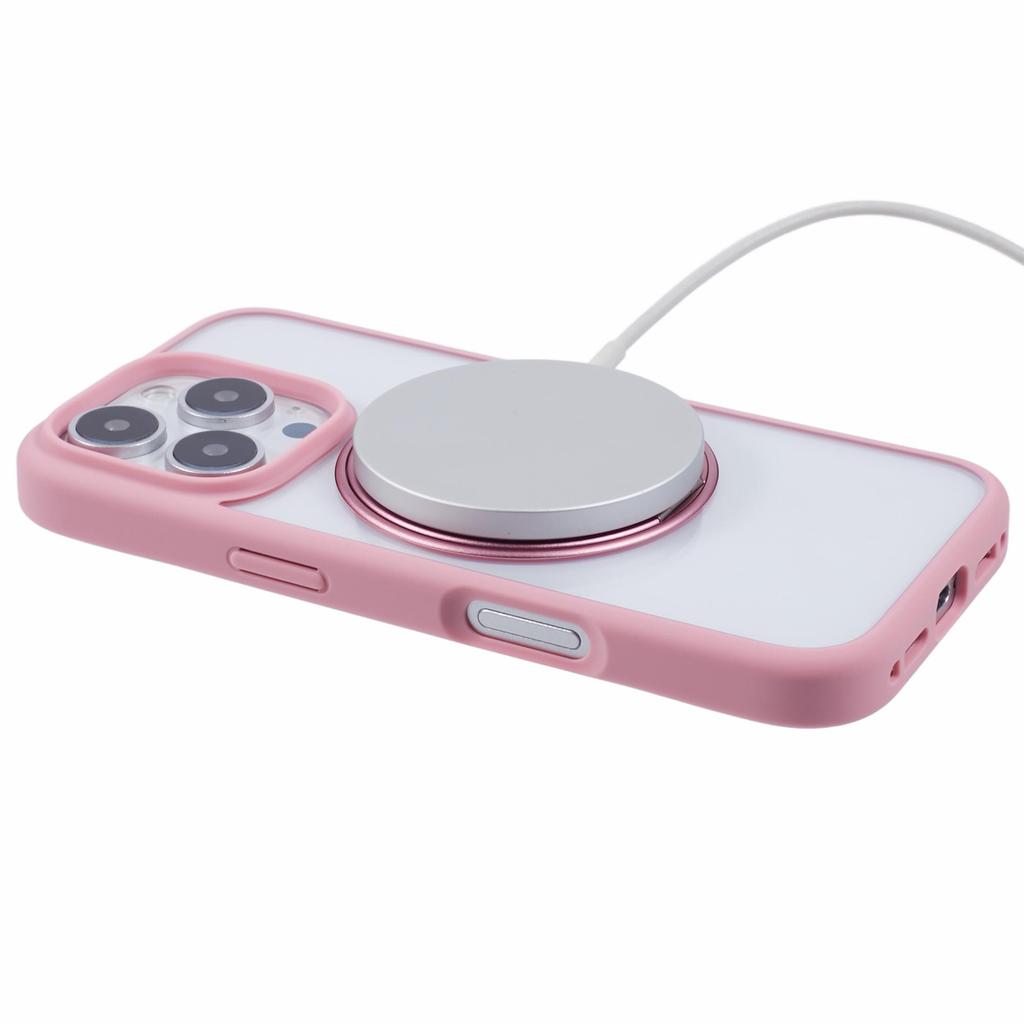 For iPhone 16 Pro Case PC+TPU Phone Cover Rotation Ring Holder Kickstand