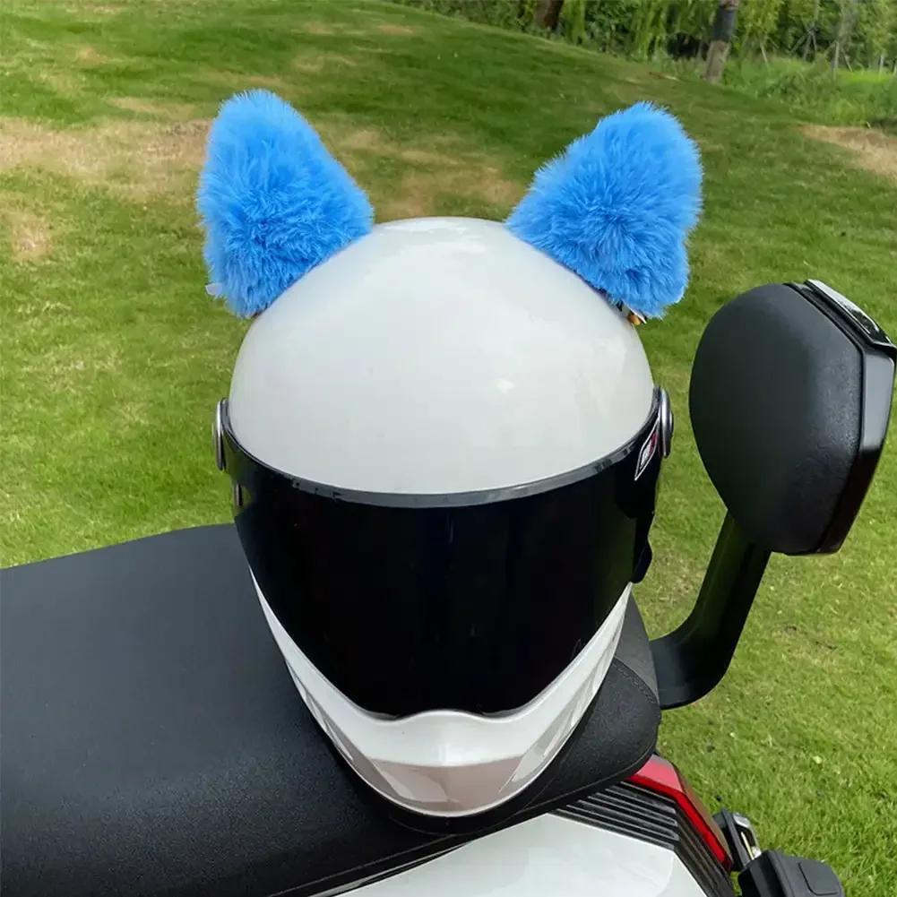 2Pcs Motorcycle Helmet Plush Cat Ears Stickers Decoration Motocross Helmet Cosplay Plush Full Face Off Road Helmet Decor