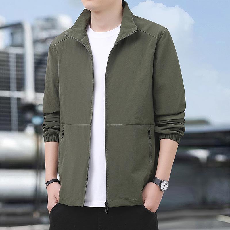 2025 Men's Casual Jacket - Wrinkle-resistant, Breathable, Soft Solid Color Outerwear for Autumn/Winter
