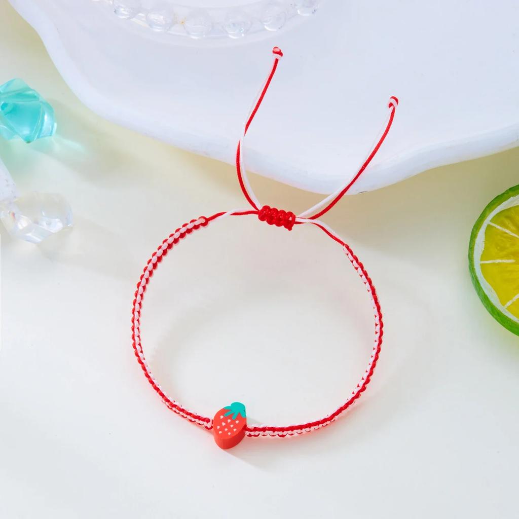 Summer Style Fruit Bracelet For Women Girls Watermelon Lemon Strawberry Handwoven Adjustable Bangles Friendship Jewelry Gifts