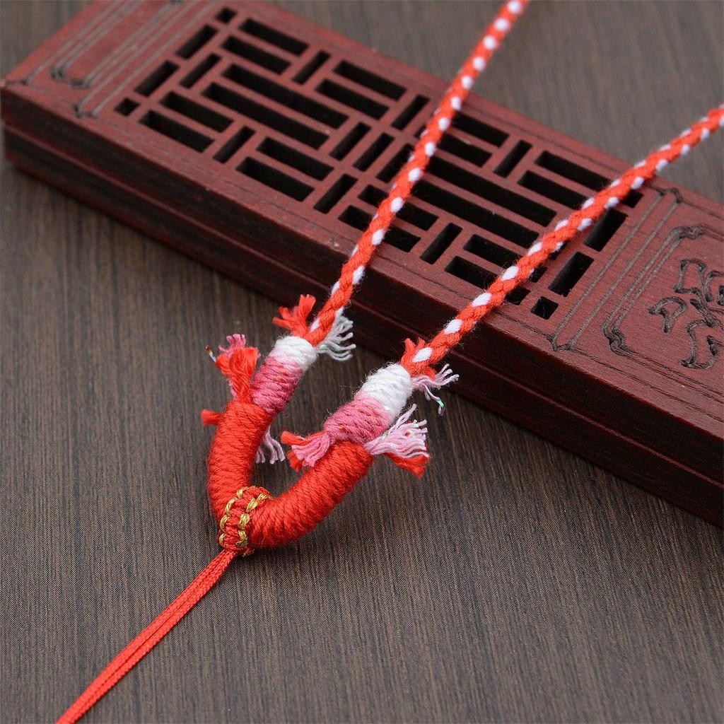 Hetian Jade Beeswax Tangka Rope Necklace with Multi-Treasure Hand-Rubbed Cotton Thread Tassels - DIY Weaving Accessory.