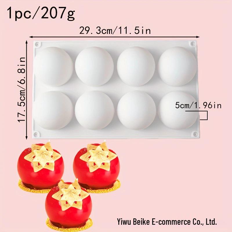 

3D Круглая силиконовая форма для шоколада, конфет и муссовых тортов 8-cavity Sphere Mold-22# белый
