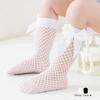1-8years Kids Girls Knee-High Fishnet Socks Hollowed Bowknot Elastic Summer Lightweight Socks For Infant Girls