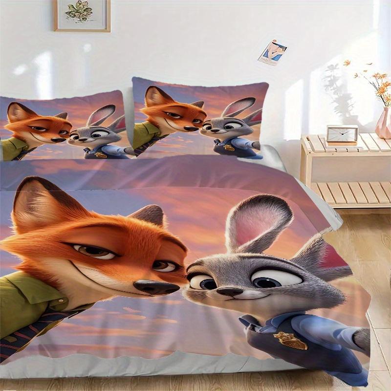 

3pcs Zootopia Movie Characters Quilt Cover Set - Soft and Cozy Bedroom, Guest Room and Dorm Decorative Bedding 3-Piece Set 1 Quilt Cover + 2 Pill 135x200cm