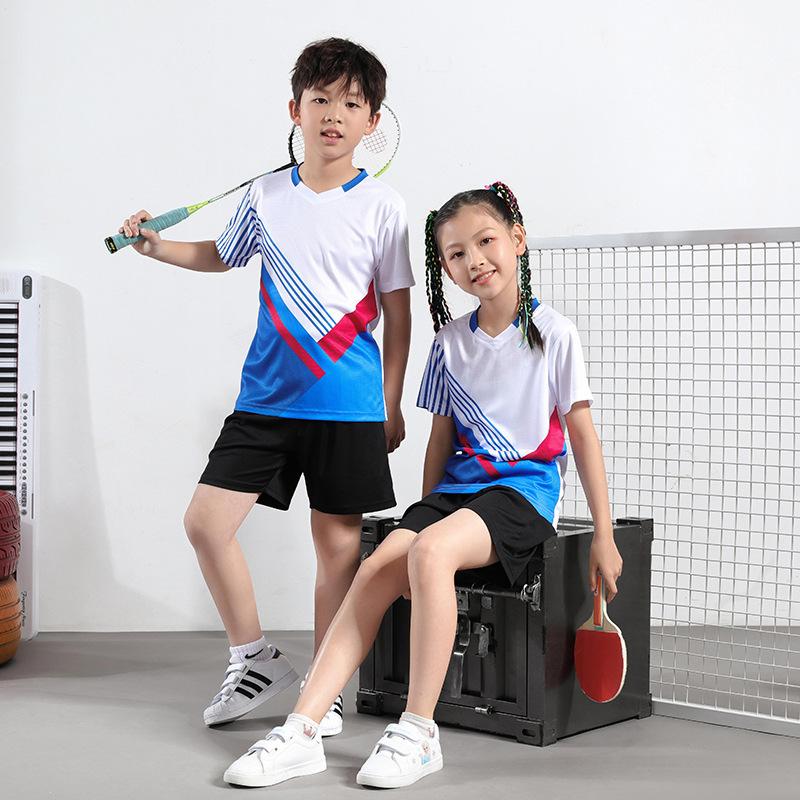 Childrens Badminton Jersey Kit Boys and Girls Short-sleeved Summer Quick-drying Primary School Students Table Tennis Jersey Tennis Jersey Athletic