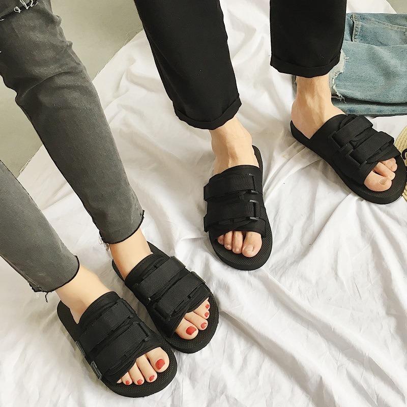 Ciabatte da Uomo Semplici da Esterno Moda Hook&Loop Tela Casual Scarpe da Coppia Slip-on Ciabatte da Spiaggia Sandali Scarpe da Donna Infradito