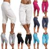 Plus Size Casual Women's Solid Color Sequined Pleated Drawstring Capri Pants